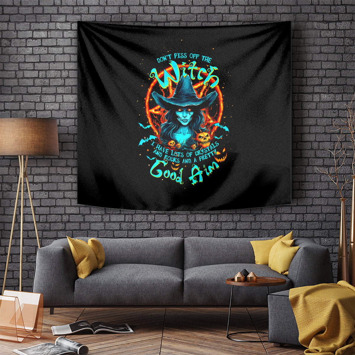 Witch Skull Tapestry Don't Pss Off The Witch - Wonder Print Shop