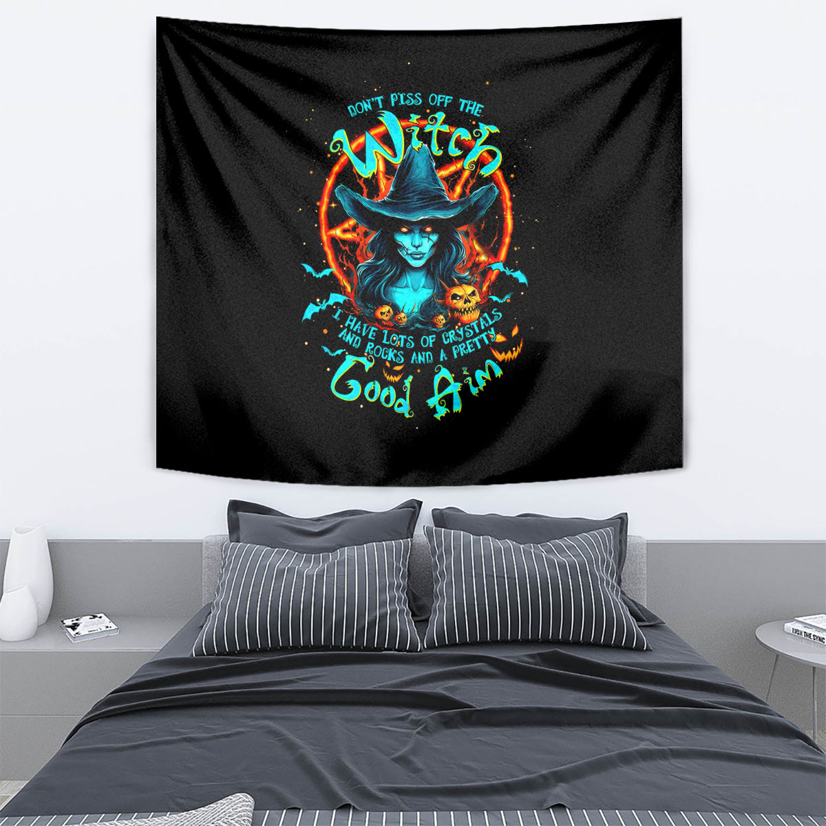 Witch Skull Tapestry Don't Pss Off The Witch - Wonder Print Shop