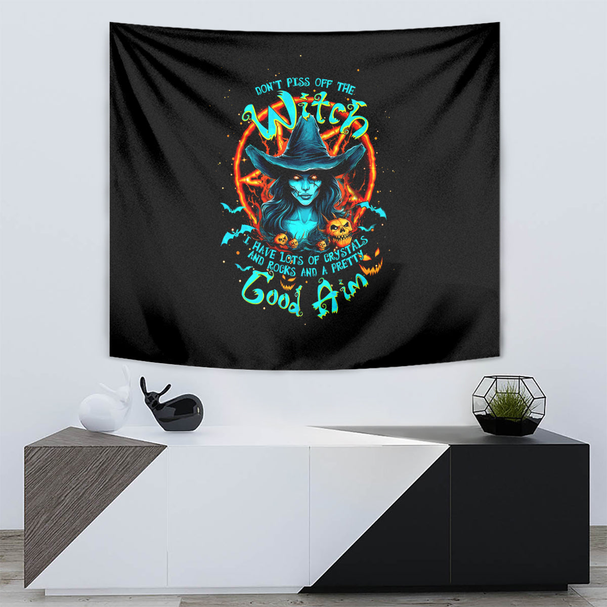 Witch Skull Tapestry Don't Pss Off The Witch - Wonder Print Shop