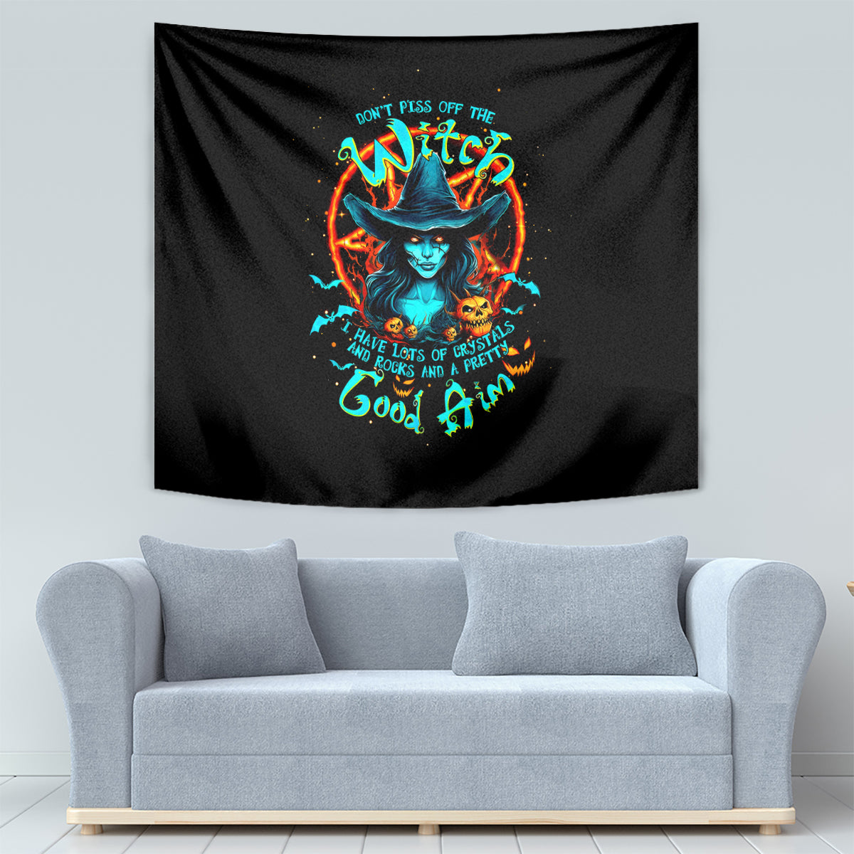 Witch Skull Tapestry Don't Pss Off The Witch - Wonder Print Shop