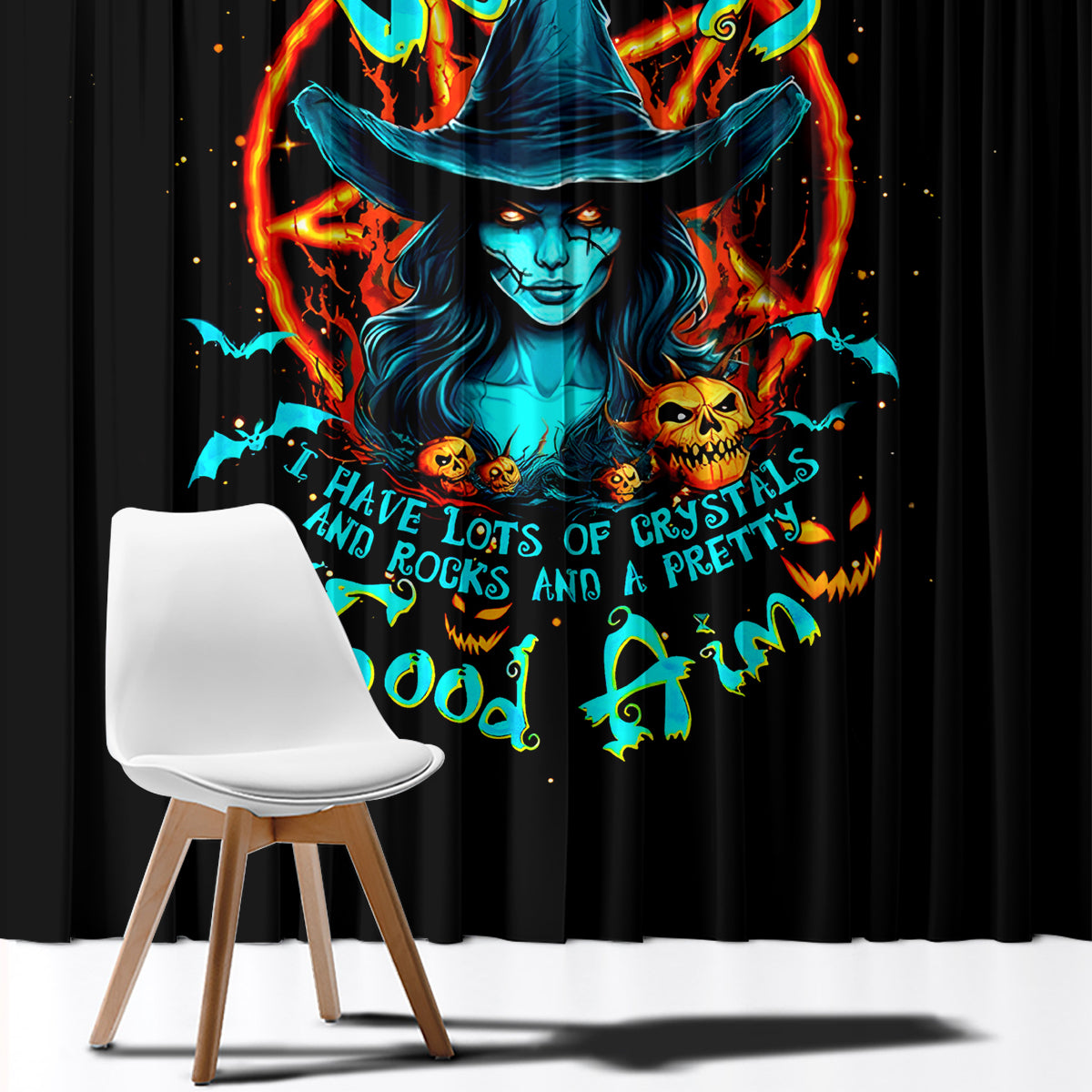 Witch Skull Window Curtain Don't Pss Off The Witch - Wonder Print Shop