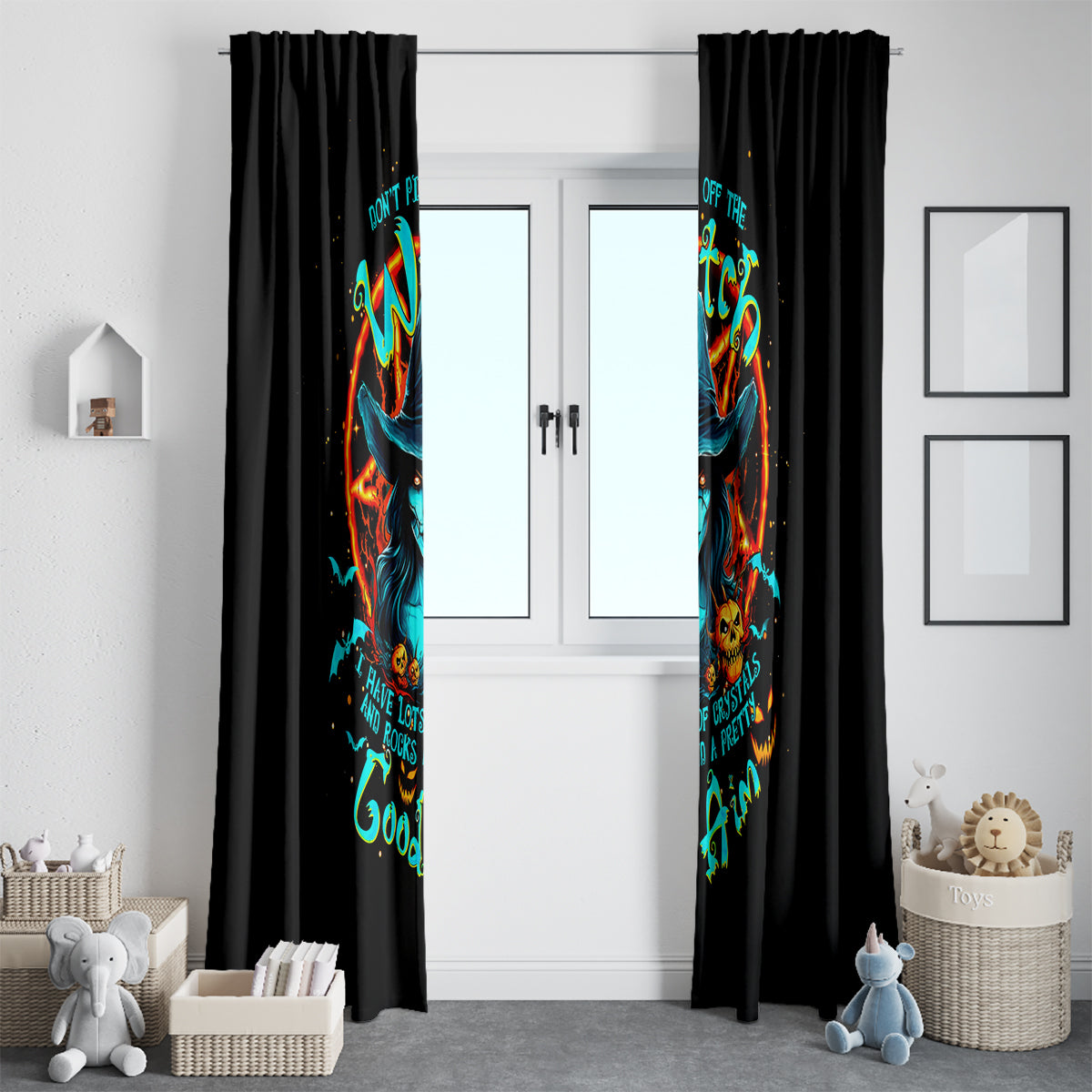 Witch Skull Window Curtain Don't Pss Off The Witch - Wonder Print Shop