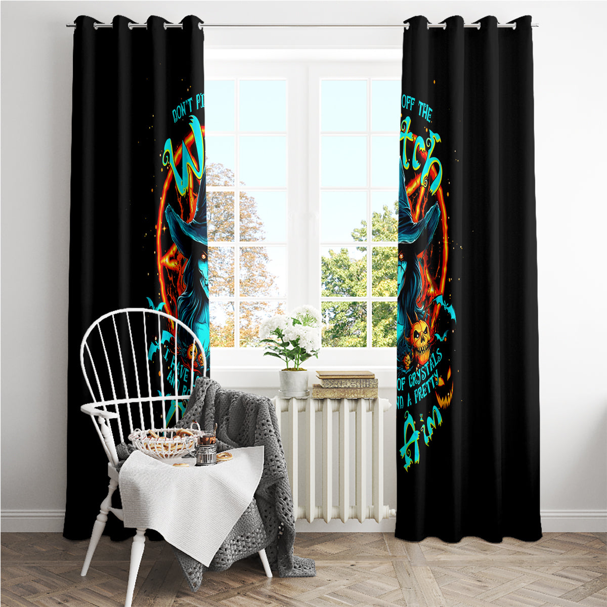 Witch Skull Window Curtain Don't Pss Off The Witch - Wonder Print Shop