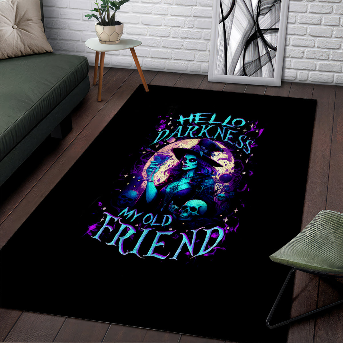 Witch Skull Area Rug Hello Darkness My Old Friend - Wonder Print Shop