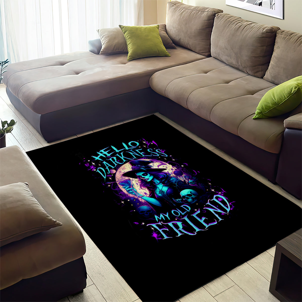 Witch Skull Area Rug Hello Darkness My Old Friend - Wonder Print Shop