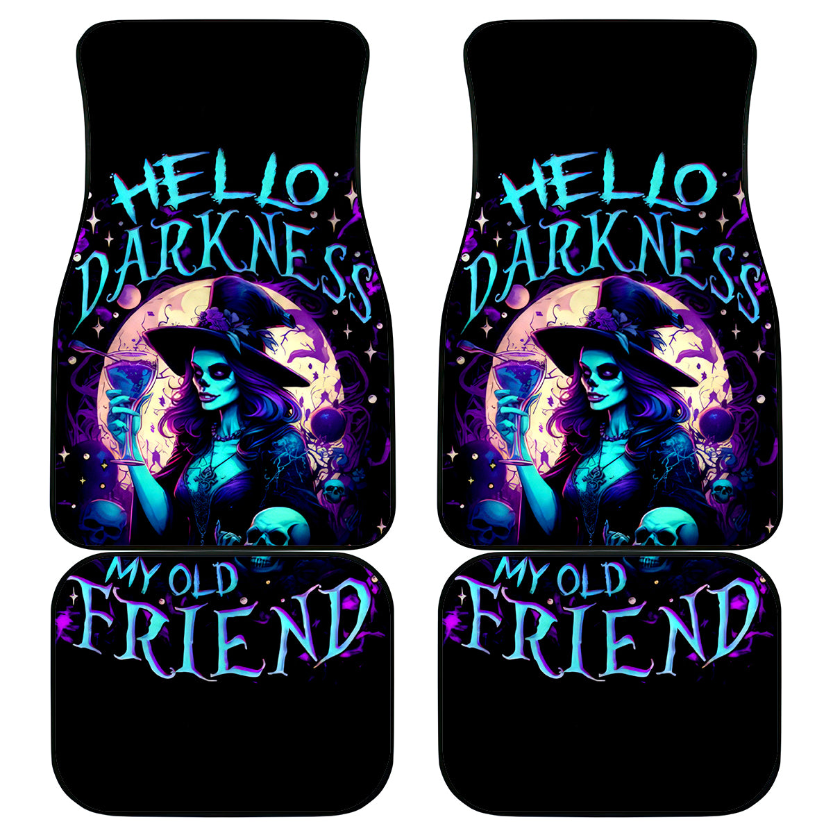 Witch Skull Car Mats Hello Darkness My Old Friend - Wonder Print Shop