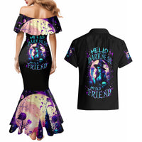 Witch Skull Couples Matching Mermaid Dress and Hawaiian Shirt Hello Darkness My Old Friend - Wonder Print Shop