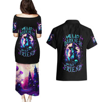 Witch Skull Couples Matching Puletasi Dress and Hawaiian Shirt Hello Darkness My Old Friend - Wonder Print Shop