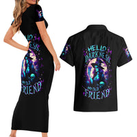 Witch Skull Couples Matching Short Sleeve Bodycon Dress and Hawaiian Shirt Hello Darkness My Old Friend - Wonder Print Shop