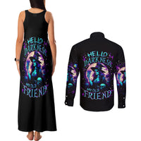 Witch Skull Couples Matching Tank Maxi Dress and Long Sleeve Button Shirt Hello Darkness My Old Friend - Wonder Print Shop