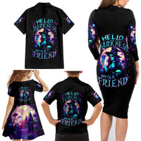 Witch Skull Family Matching Long Sleeve Bodycon Dress and Hawaiian Shirt Hello Darkness My Old Friend - Wonder Print Shop