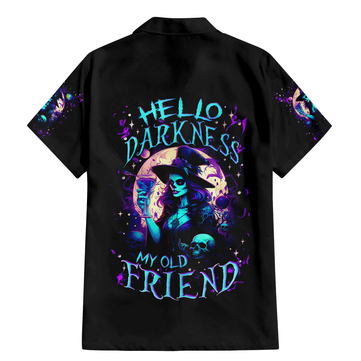Witch Skull Family Matching Mermaid Dress and Hawaiian Shirt Hello Darkness My Old Friend - Wonder Print Shop