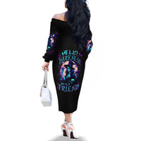 Witch Skull Family Matching Off Shoulder Long Sleeve Dress and Hawaiian Shirt Hello Darkness My Old Friend - Wonder Print Shop