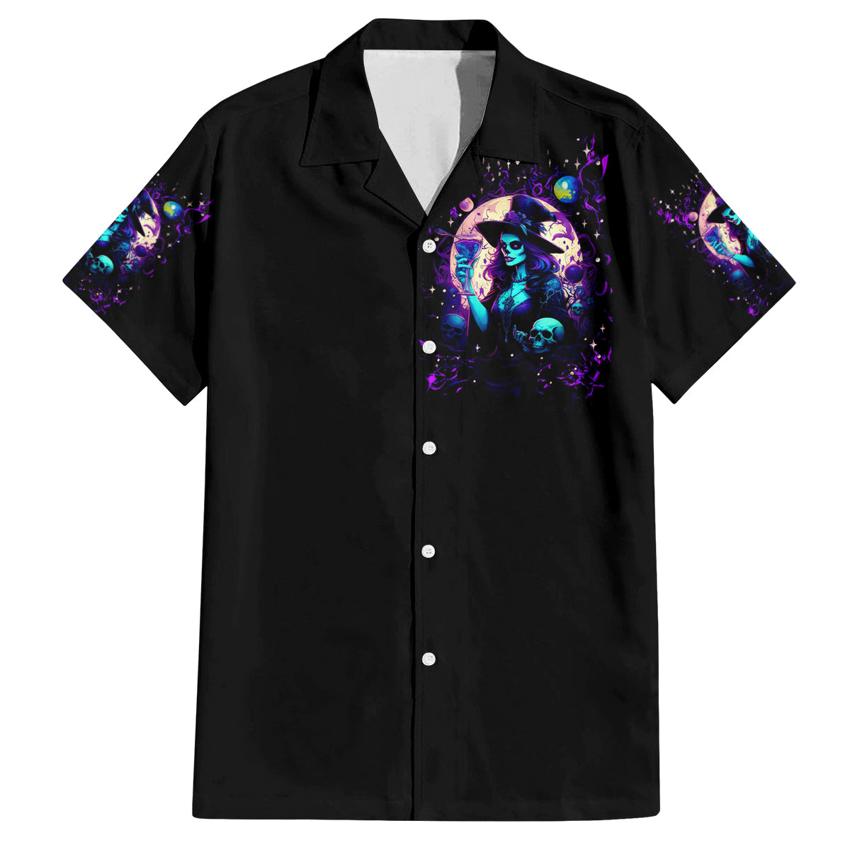 Witch Skull Family Matching Puletasi Dress and Hawaiian Shirt Hello Darkness My Old Friend - Wonder Print Shop