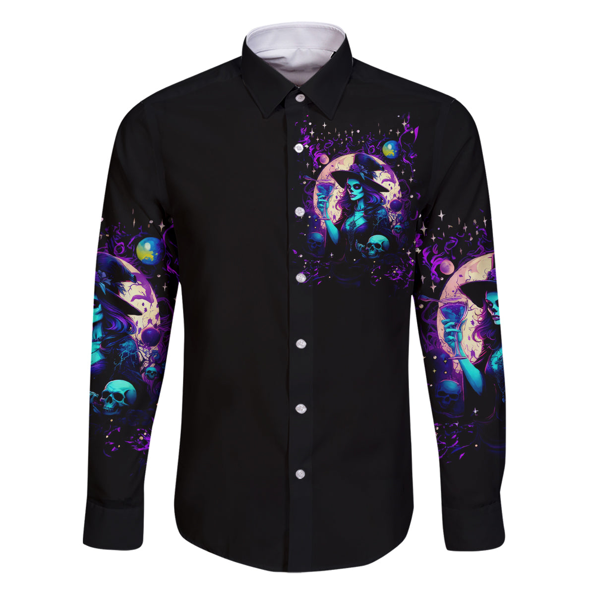 Witch Skull Family Matching Puletasi Dress and Hawaiian Shirt Hello Darkness My Old Friend - Wonder Print Shop