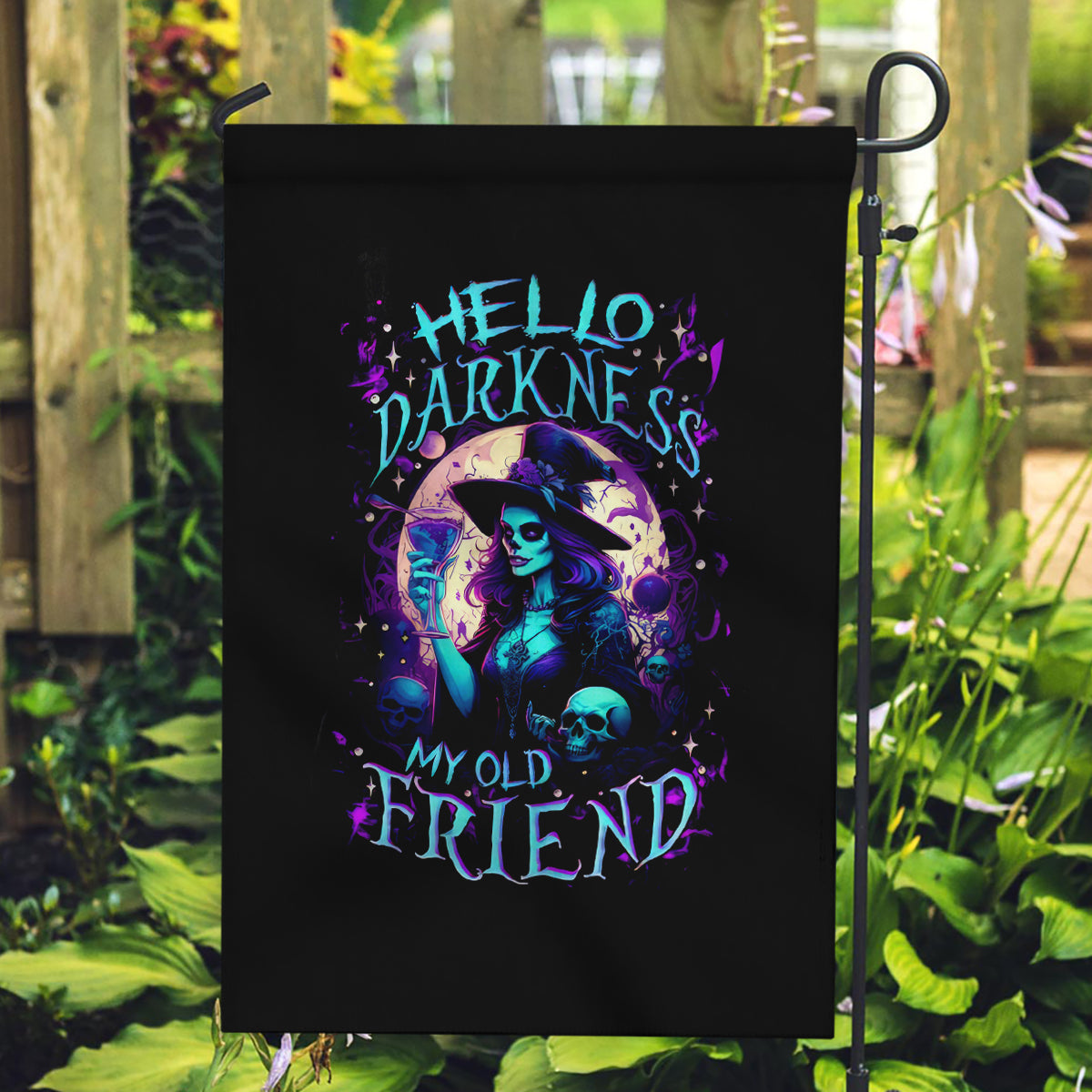 Witch Skull Garden Flag Hello Darkness My Old Friend - Wonder Print Shop