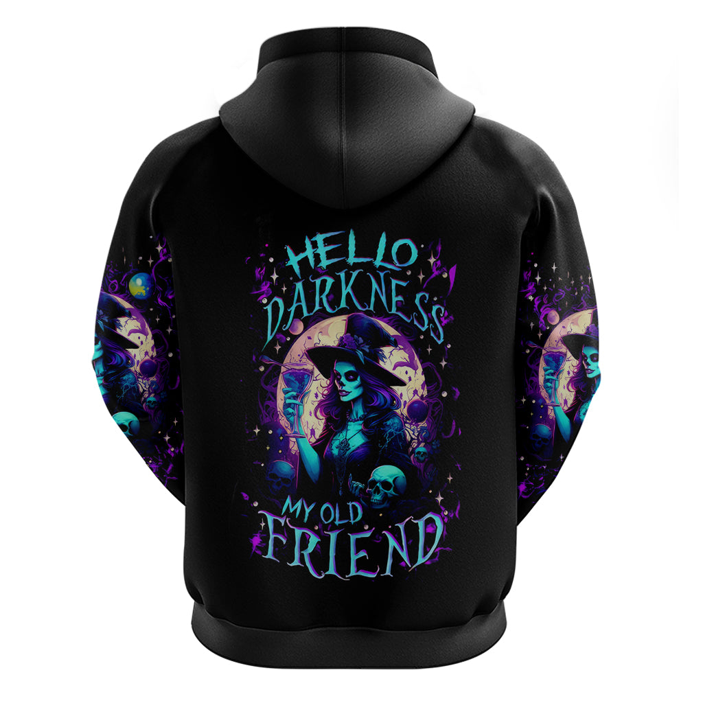 Witch Skull Hoodie Hello Darkness My Old Friend - Wonder Print Shop