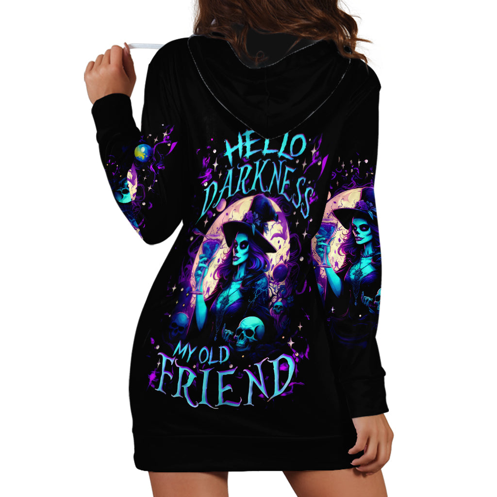 Witch Skull Hoodie Dress Hello Darkness My Old Friend - Wonder Print Shop
