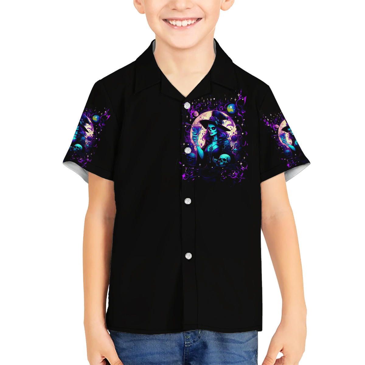 Witch Skull Kid Hawaiian Shirt Hello Darkness My Old Friend - Wonder Print Shop