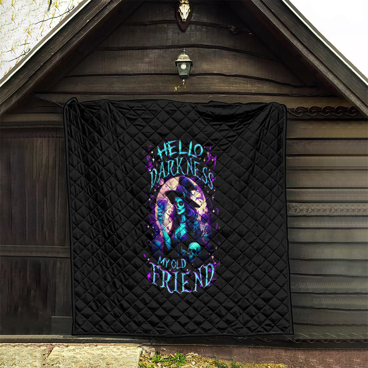 Witch Skull Quilt Hello Darkness My Old Friend - Wonder Print Shop