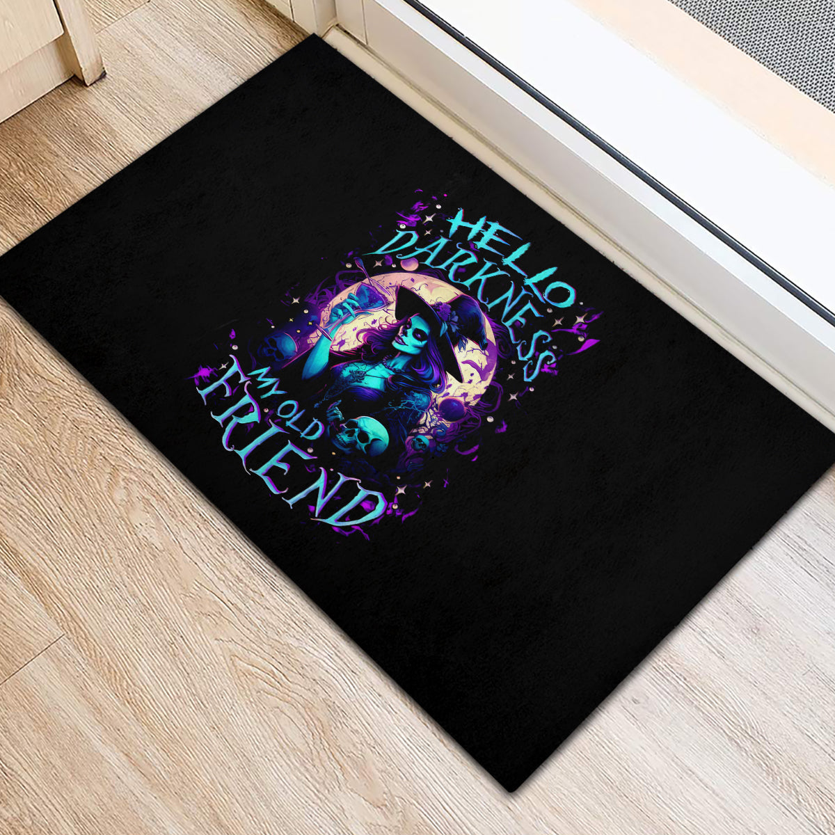 Witch Skull Rubber Doormat Hello Darkness My Old Friend - Wonder Print Shop