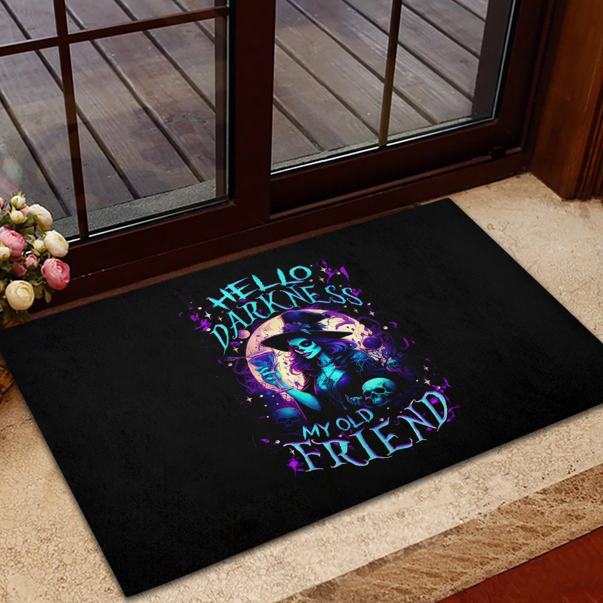 Witch Skull Rubber Doormat Hello Darkness My Old Friend - Wonder Print Shop
