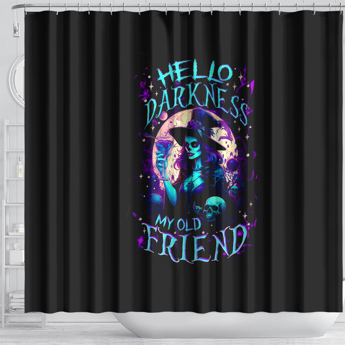 witch-skull-shower-curtain-hello-darkness-my-old-friend