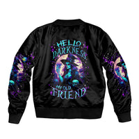 Witch Skull Sleeve Zip Bomber Jacket Hello Darkness My Old Friend - Wonder Print Shop