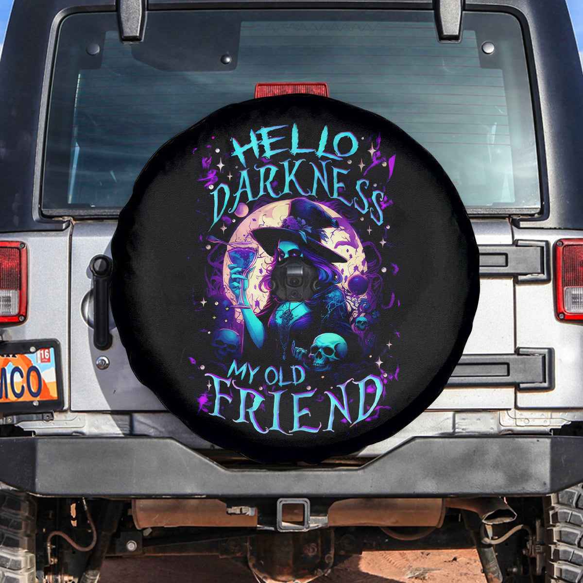 Witch Skull Spare Tire Cover Hello Darkness My Old Friend - Wonder Print Shop