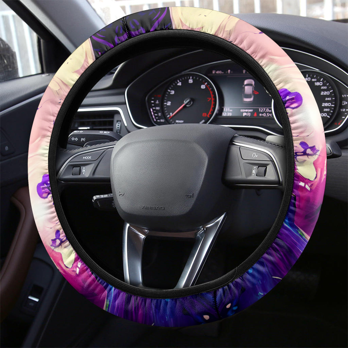Witch Skull Steering Wheel Cover Hello Darkness My Old Friend - Wonder Print Shop