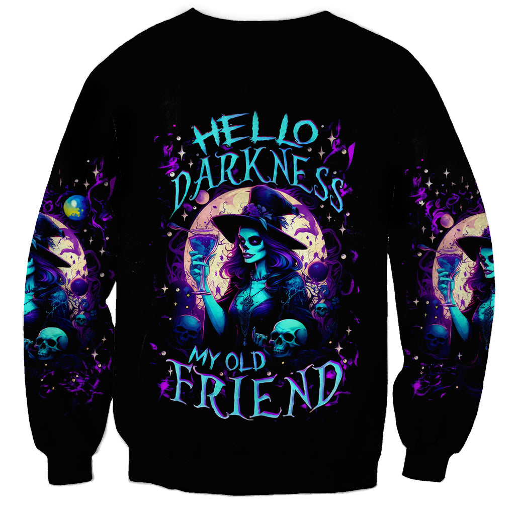 Witch Skull Sweatshirt Hello Darkness My Old Friend - Wonder Print Shop