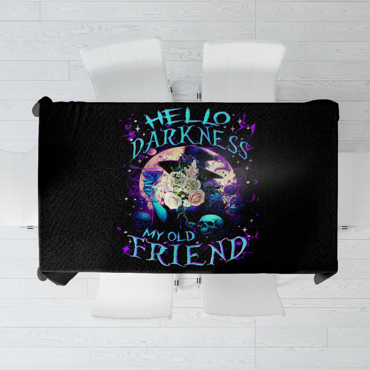 Witch Skull Tablecloth Hello Darkness My Old Friend - Wonder Print Shop