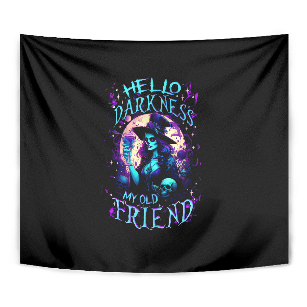Witch Skull Tapestry Hello Darkness My Old Friend - Wonder Print Shop