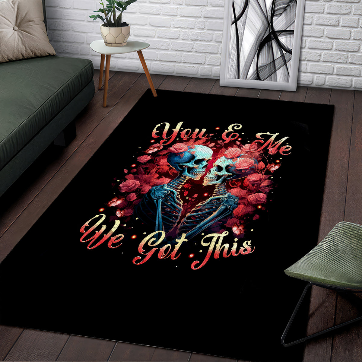 Couple Skull Area Rug You & Me We Got This - Wonder Print Shop