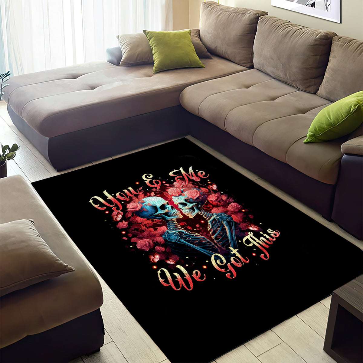 Couple Skull Area Rug You & Me We Got This - Wonder Print Shop