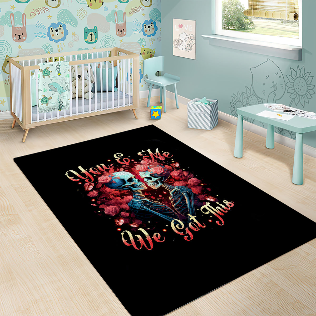 Couple Skull Area Rug You & Me We Got This - Wonder Print Shop