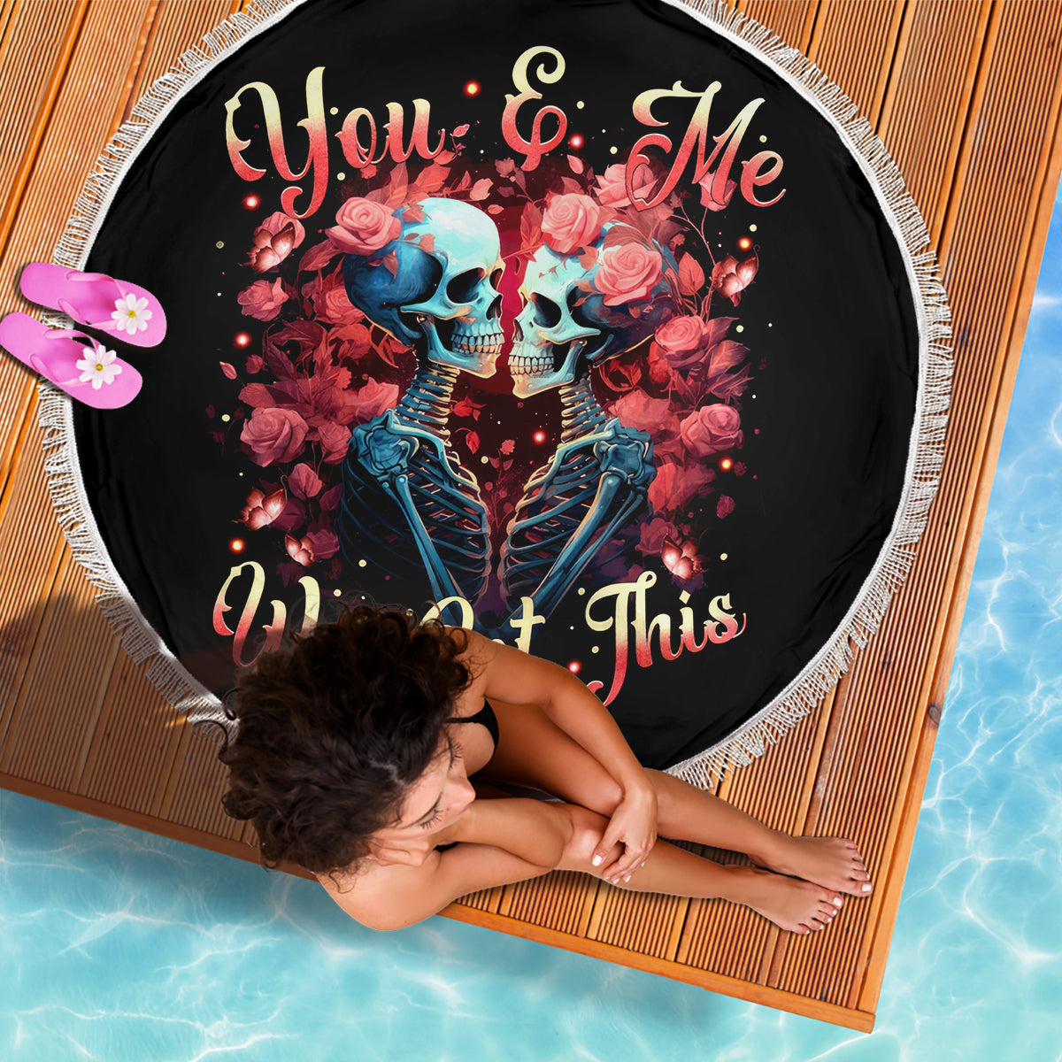 Couple Skull Beach Blanket You & Me We Got This - Wonder Print Shop