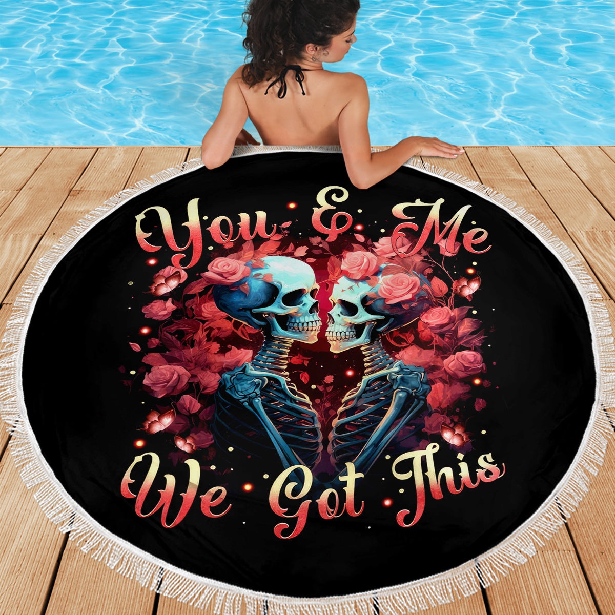 Couple Skull Beach Blanket You & Me We Got This - Wonder Print Shop