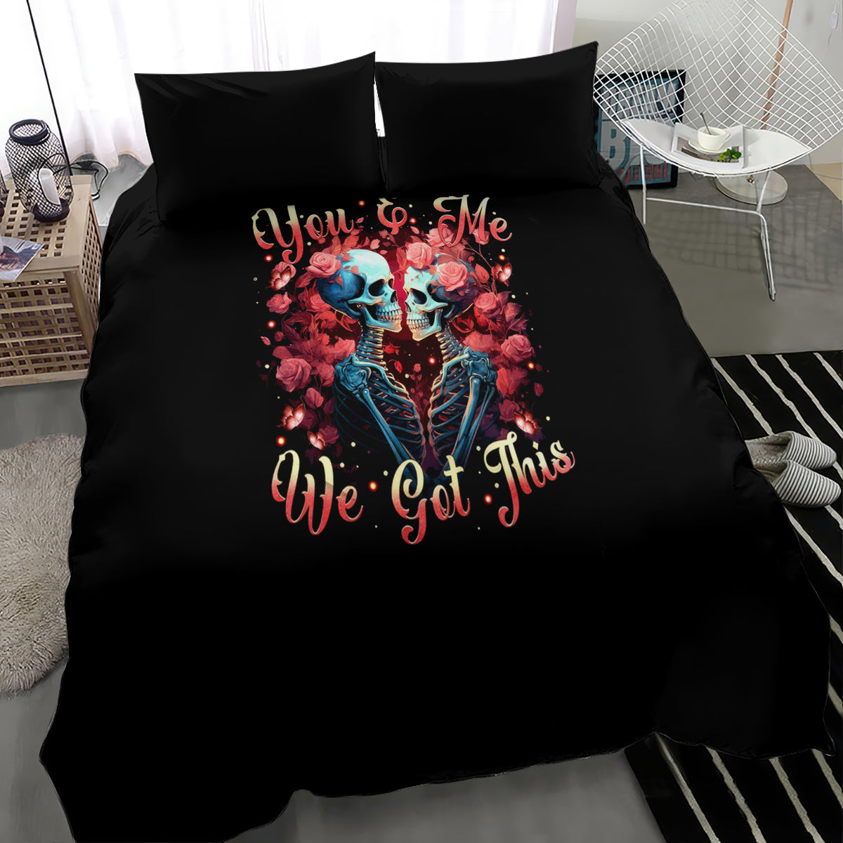 Couple Skull Bedding Set You & Me We Got This - Wonder Print Shop