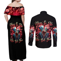 Couple Skull Couples Matching Off Shoulder Maxi Dress and Long Sleeve Button Shirt You & Me We Got This - Wonder Print Shop