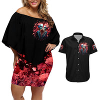 Couple Skull Couples Matching Off Shoulder Short Dress and Hawaiian Shirt You & Me We Got This - Wonder Print Shop