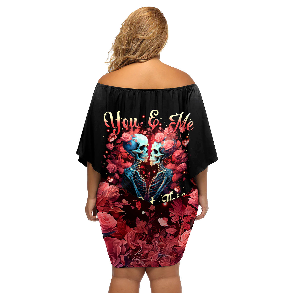 Couple Skull Family Matching Off Shoulder Short Dress and Hawaiian Shirt You & Me We Got This - Wonder Print Shop