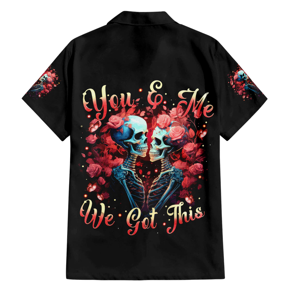 Couple Skull Family Matching Short Sleeve Bodycon Dress and Hawaiian Shirt You & Me We Got This - Wonder Print Shop