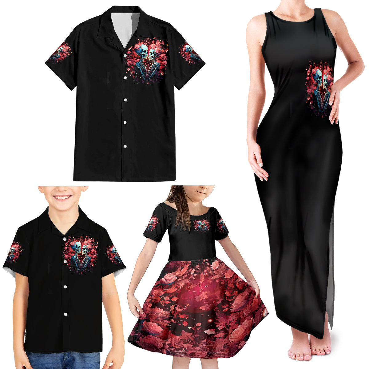 Couple Skull Family Matching Tank Maxi Dress and Hawaiian Shirt You & Me We Got This - Wonder Print Shop