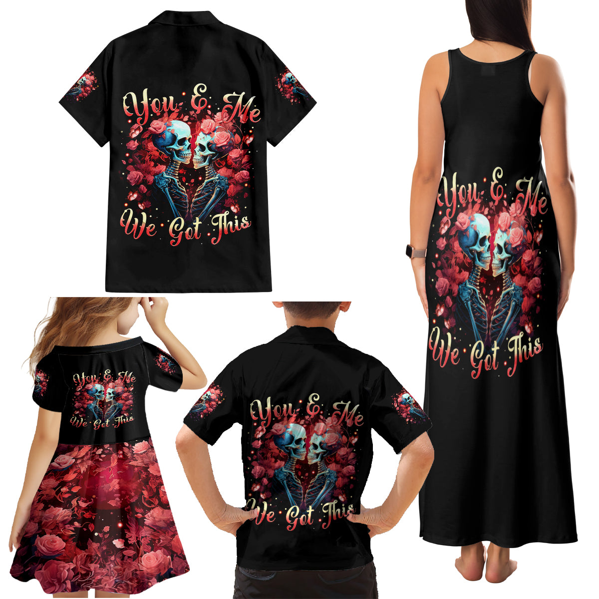 Couple Skull Family Matching Tank Maxi Dress and Hawaiian Shirt You & Me We Got This - Wonder Print Shop