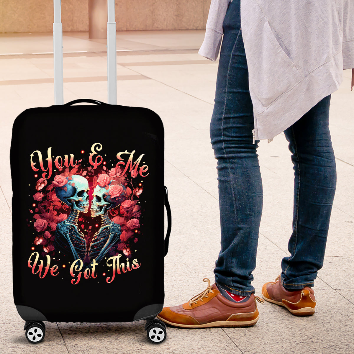 Couple Skull Luggage Cover You & Me We Got This - Wonder Print Shop