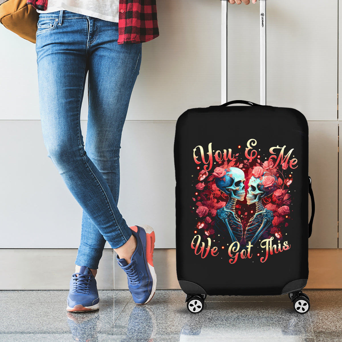 Couple Skull Luggage Cover You & Me We Got This - Wonder Print Shop