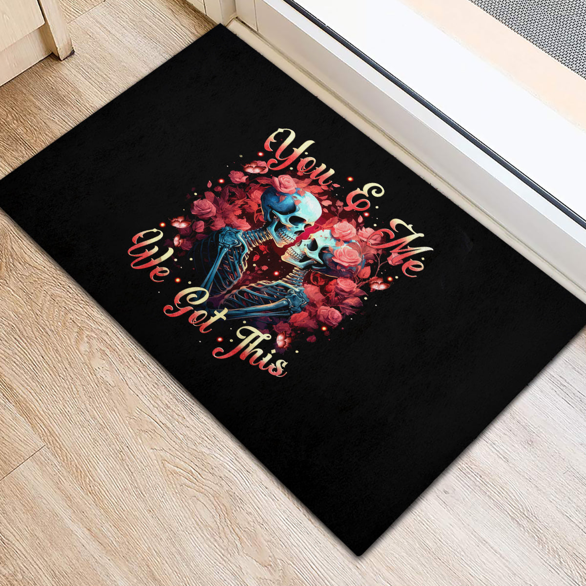 Couple Skull Rubber Doormat You & Me We Got This - Wonder Print Shop