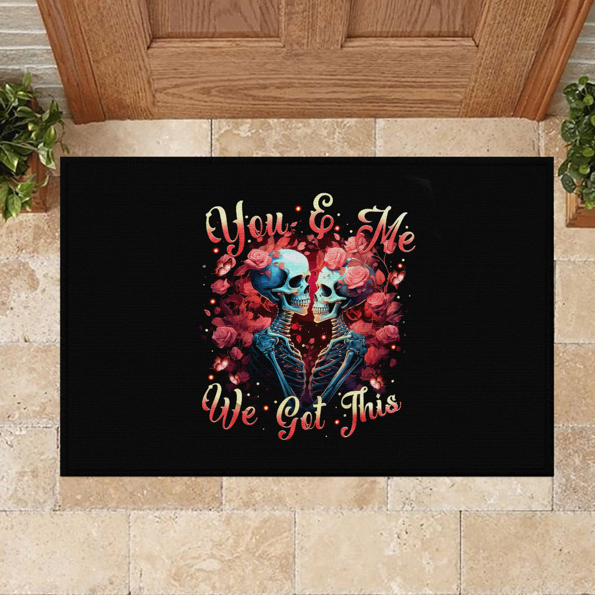 Couple Skull Rubber Doormat You & Me We Got This - Wonder Print Shop