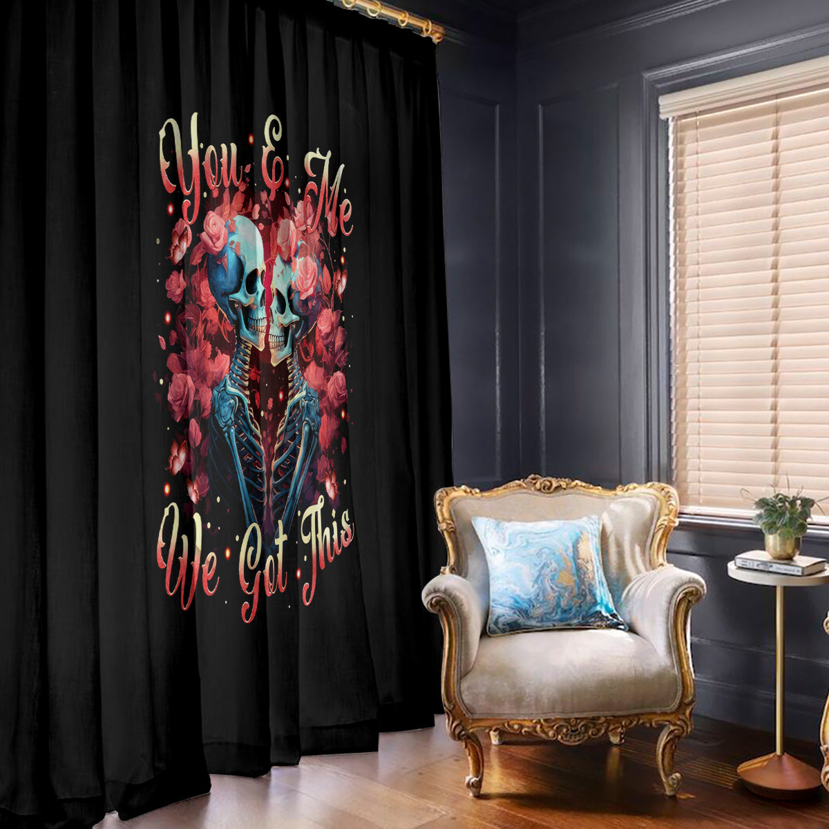 Couple Skull Window Curtain You & Me We Got This - Wonder Print Shop